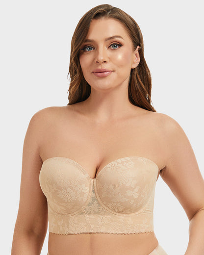 Soutien-Gorge Bustier Lissant en Dentelle à Armatures