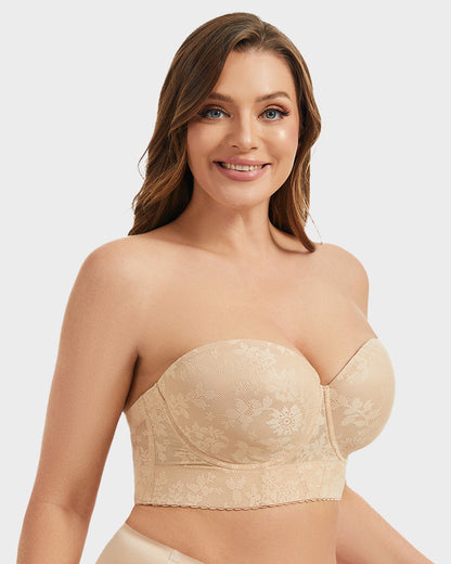 Soutien-Gorge Bustier Lissant en Dentelle à Armatures