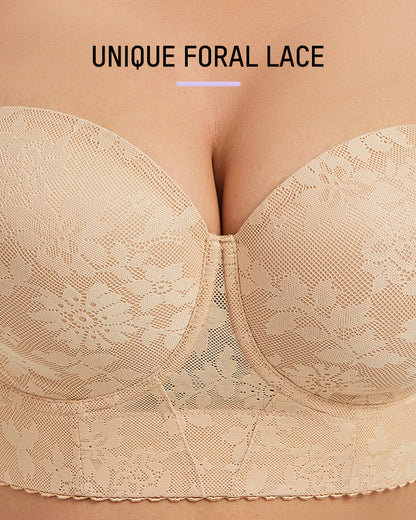 Soutien-Gorge Bustier Lissant en Dentelle à Armatures