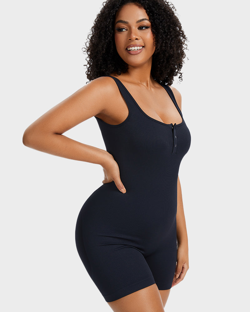 Body Gainant à Boutons-Pression avec Short Intégré