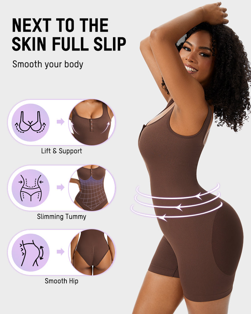 Body Gainant à Boutons-Pression avec Short Intégré