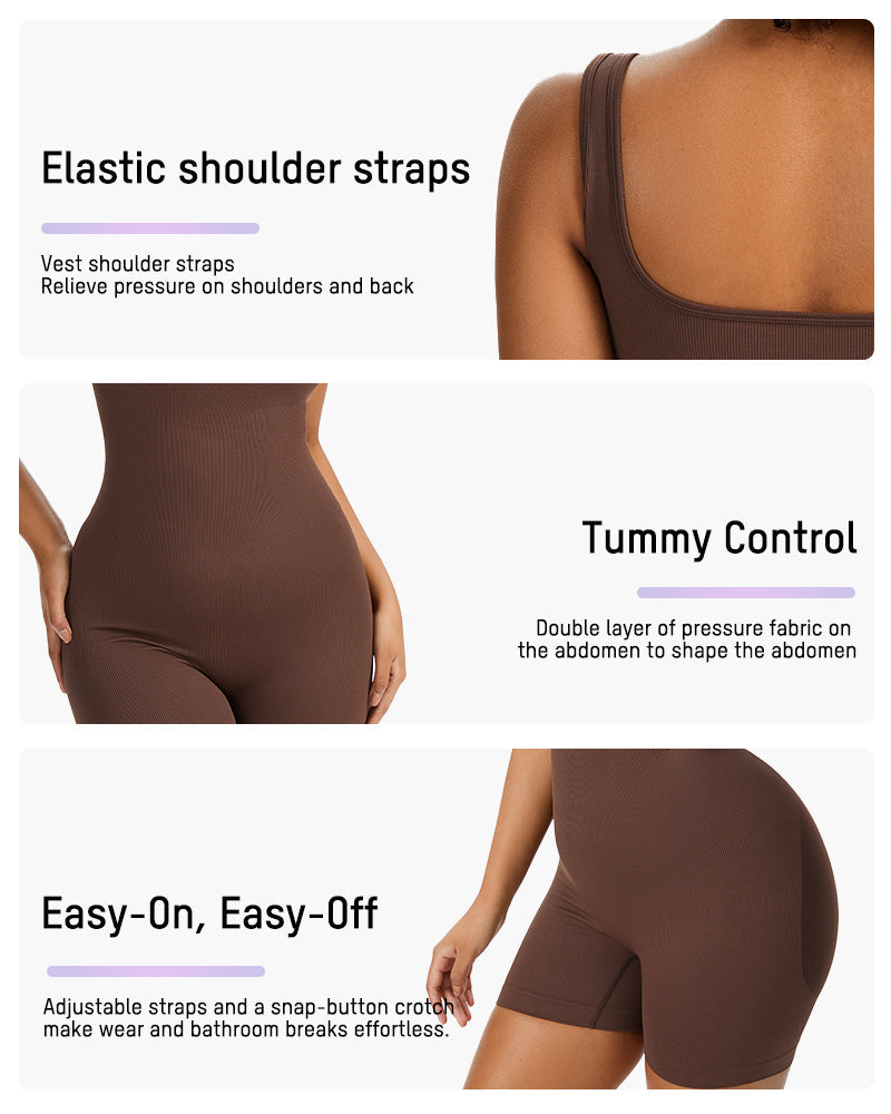 Body Gainant à Boutons-Pression avec Short Intégré