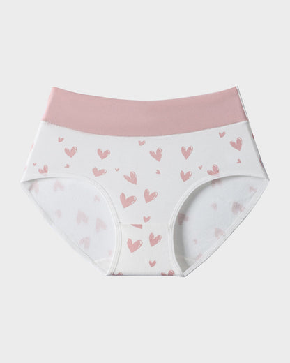 Baumwollslips mit Herzmuster und hohem Bund (6er-Pack)