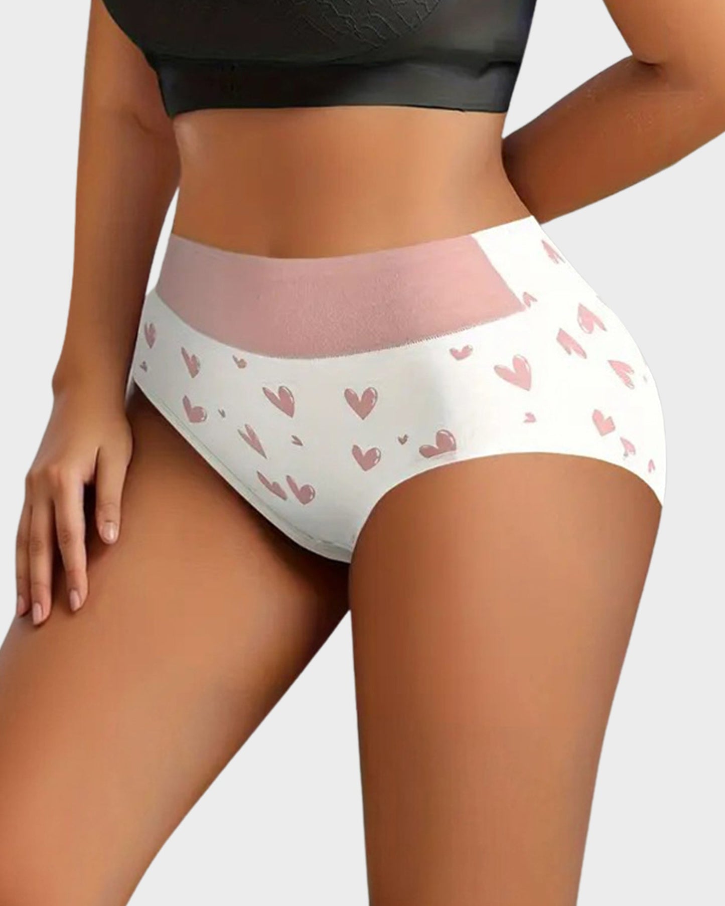 Baumwollslips mit Herzmuster und hohem Bund (6er-Pack)