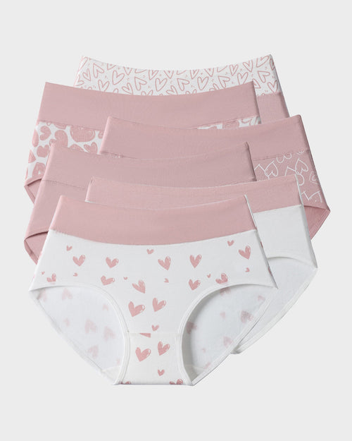 Baumwollslips mit Herzmuster und hohem Bund (6er-Pack)