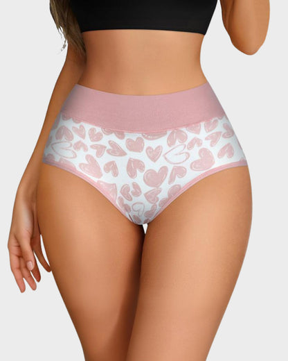 Baumwollslips mit Herzmuster und hohem Bund (6er-Pack)