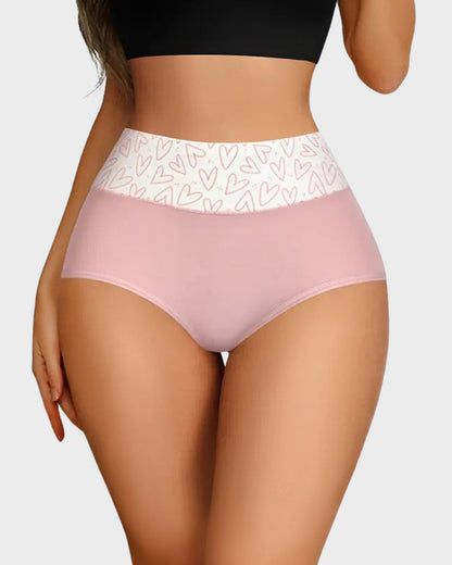 Baumwollslips mit Herzmuster und hohem Bund (6er-Pack)