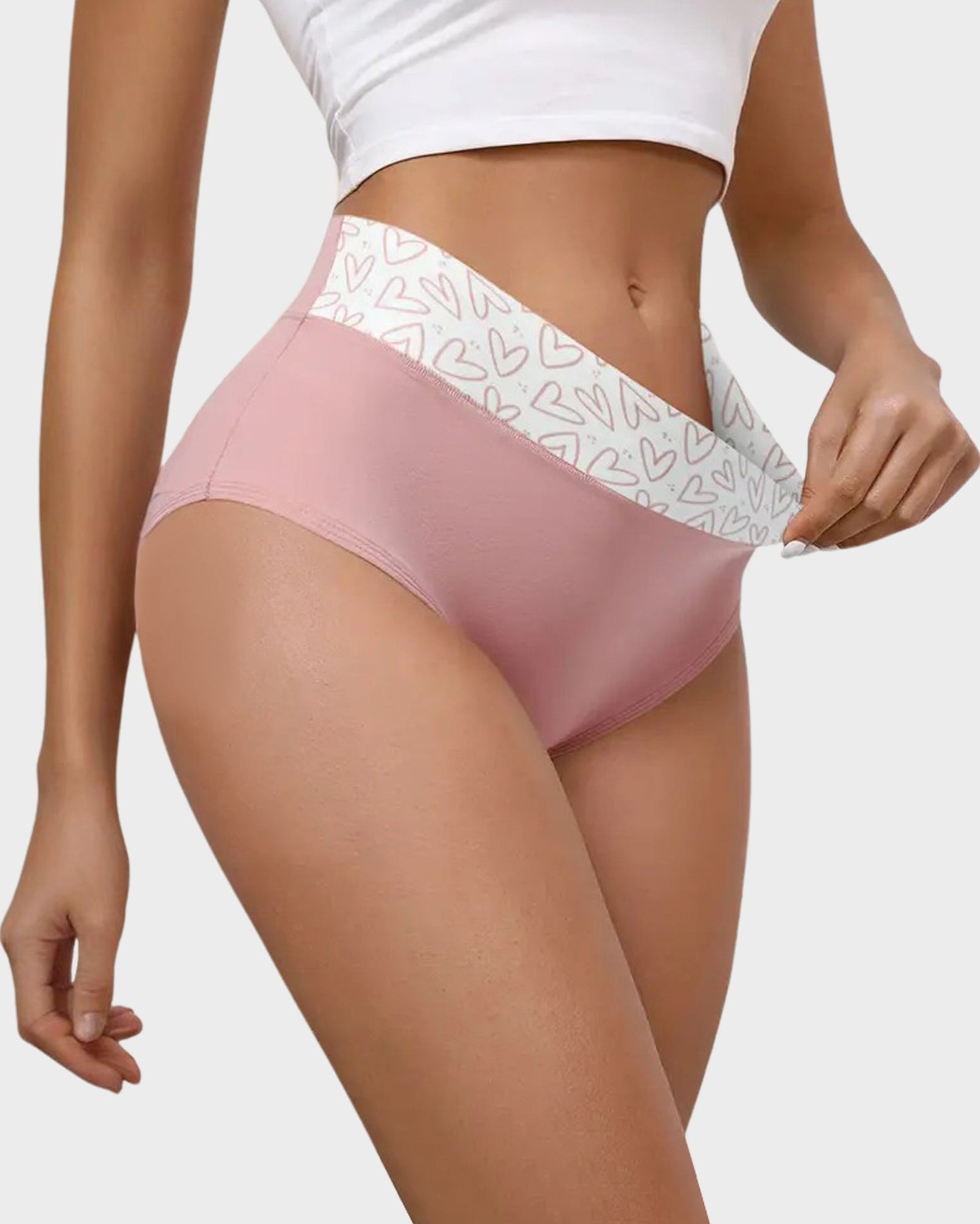 Baumwollslips mit Herzmuster und hohem Bund (6er-Pack)