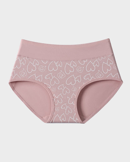 Baumwollslips mit Herzmuster und hohem Bund (6er-Pack)