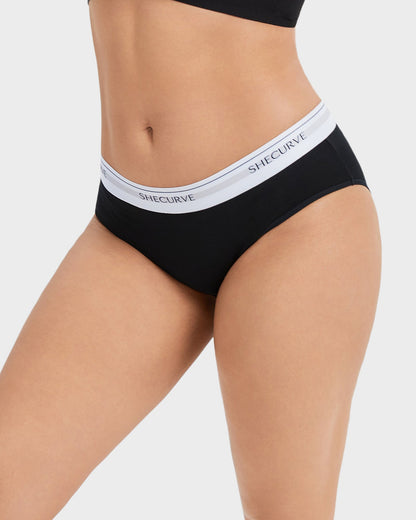 Baumwoll-Slips, niedrige Taille, Logo-Bund (6er-Pack)