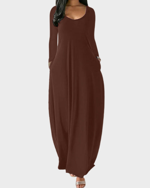 Einfarbiges Hauskleid mit Taschen