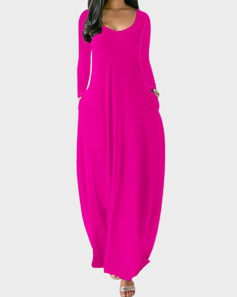 Einfarbiges Hauskleid mit Taschen