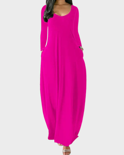 Einfarbiges Hauskleid mit Taschen