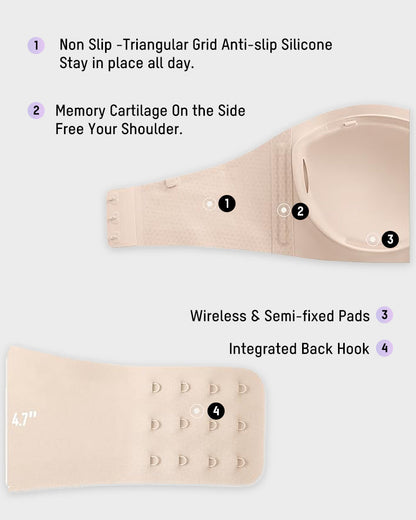Strapless Padded Wireless Bandeau Bra