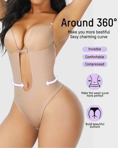Strapless U-Plunge Thong Bodysuit