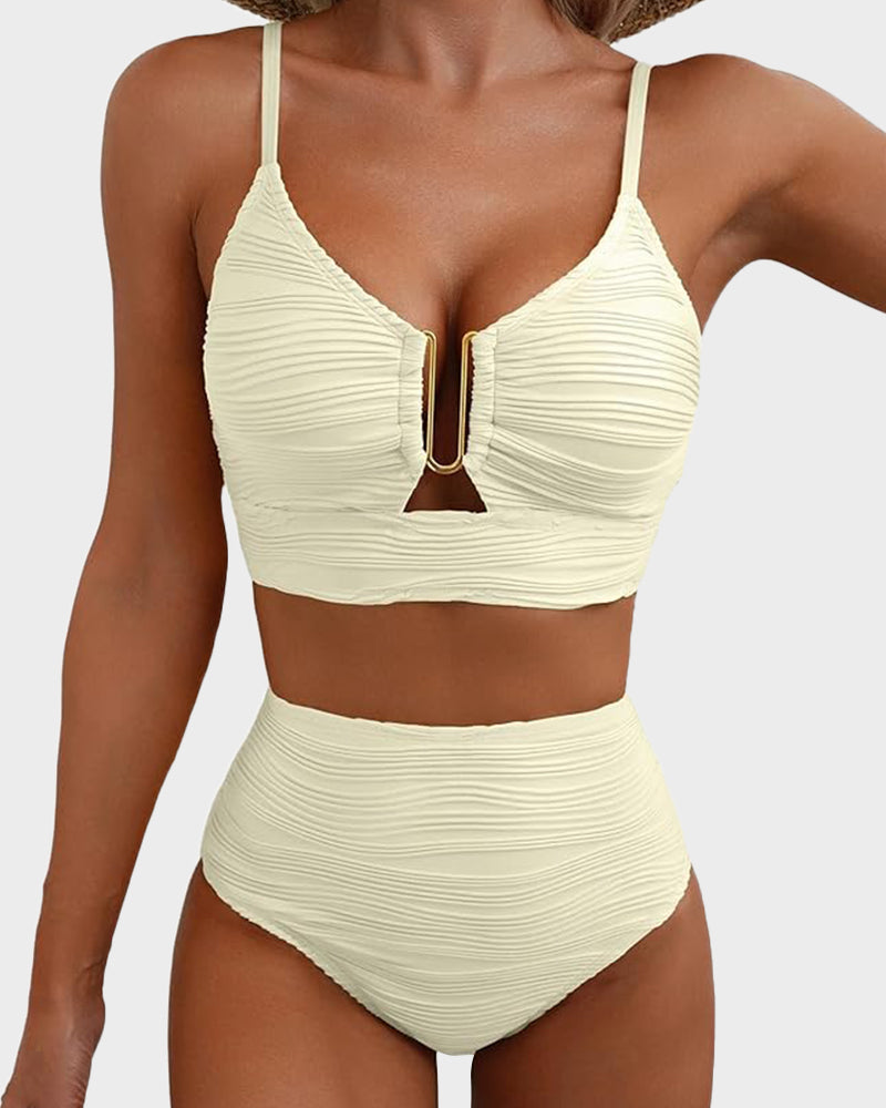 Texturierter High-Waist Bikini mit Cut-outs und U-Bügel