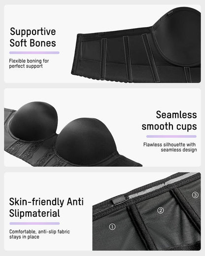 Low-Back Strapless Push-Up Bra