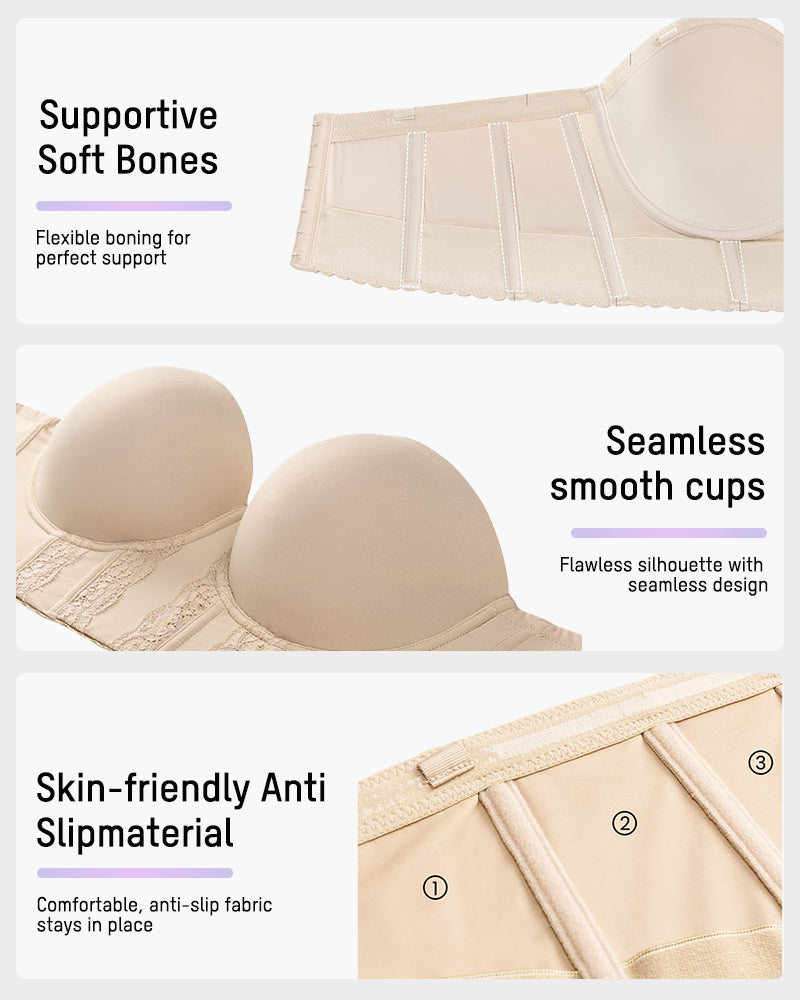 Low-Back Strapless Push-Up Bra