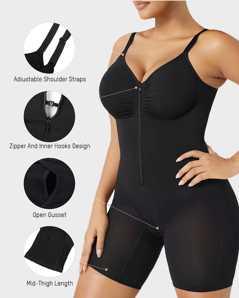 Tummy-Control Zipper Bodysuit Shapewear