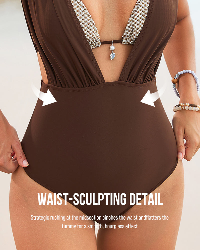 2-in-1 Halter Bikini Swimsuit with Draped Overlay