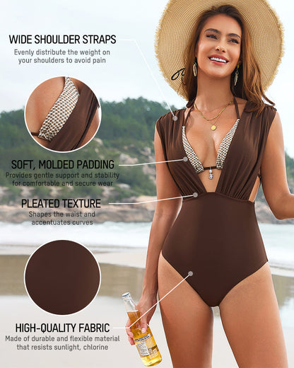 2-in-1 Halter Bikini Swimsuit with Draped Overlay