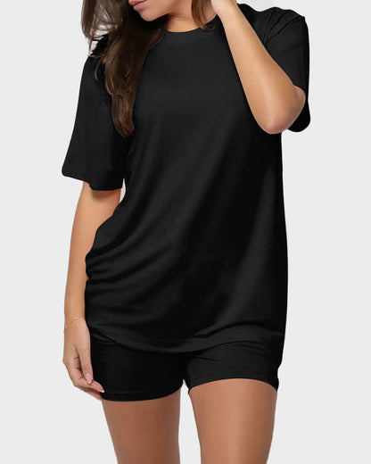 Ultraweiches Oversize-Lounge-Set aus T-Shirt & Shorts mit Taschen