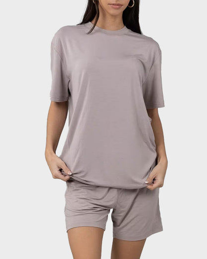 Ultraweiches Oversize-Lounge-Set aus T-Shirt & Shorts mit Taschen