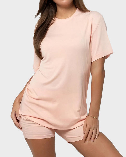 Ultraweiches Oversize-Lounge-Set aus T-Shirt & Shorts mit Taschen
