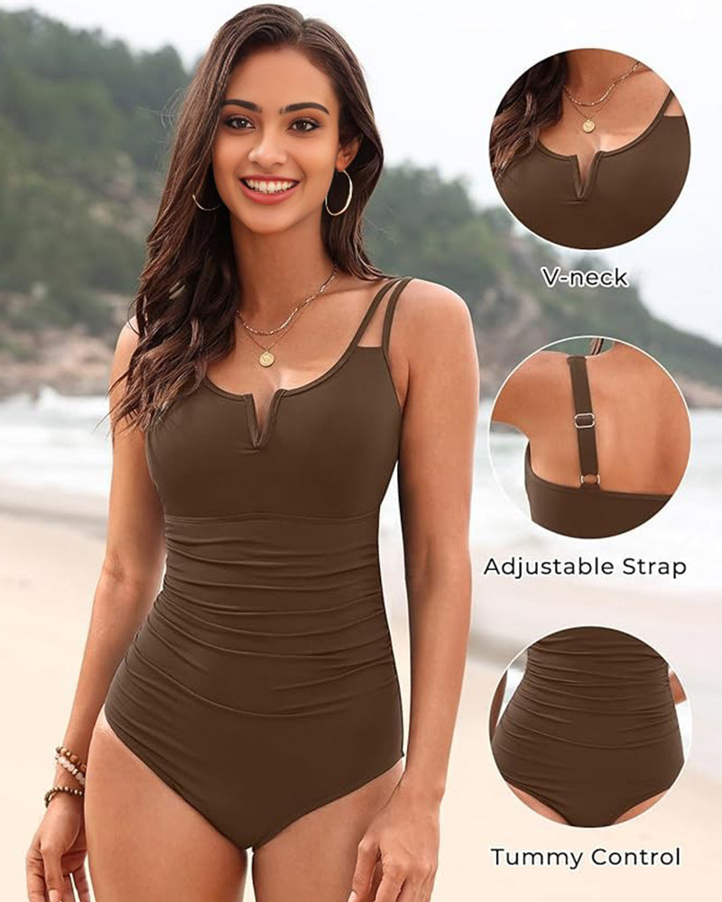 Badeanzug Shaping – V-Ausschnitt mit Raffung