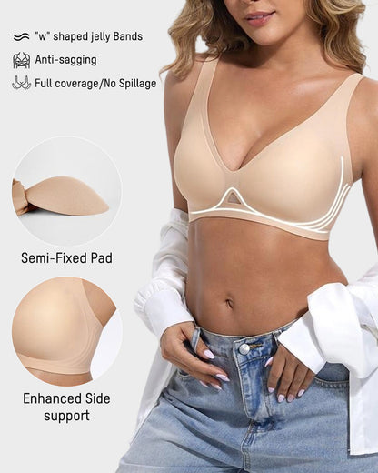 Push-up-BH mit tiefem V-Ausschnitt, bügellos Jelly