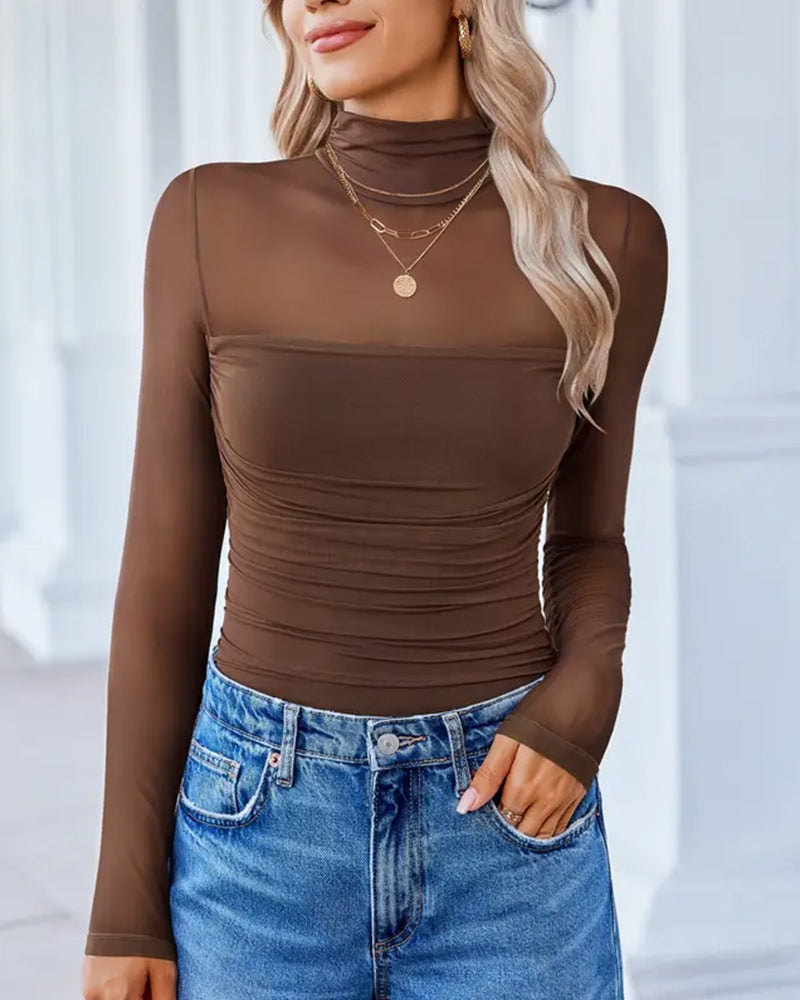 Body Gainant Femme Manches Longues Col Roulé