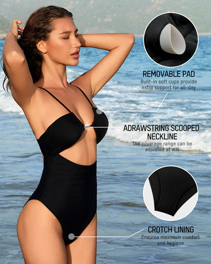 Maillot de Bain Une Pièce Échancré avec Découpes