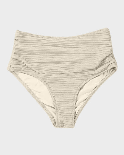Texturierter High-Waist-Bikini mit Knotendetail vorne