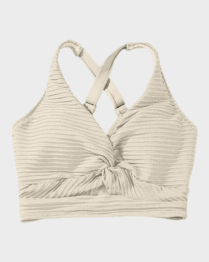 Texturierter High-Waist-Bikini mit Knotendetail vorne