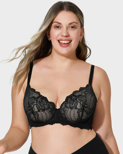 Full-Coverage Lace Push-Up Bra