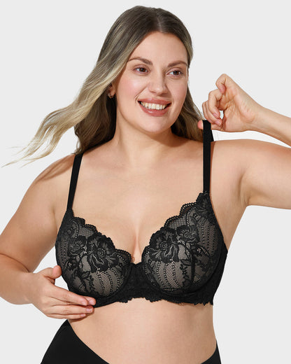 Full-Coverage Lace Push-Up Bra