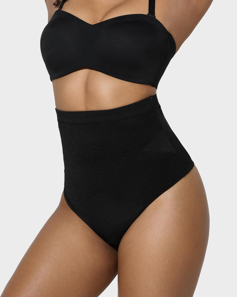High-Waisted Criss-Cross Mesh Shaping Thong Panty