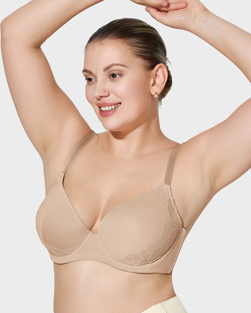 V-Neck Lace-Trim Full-Coverage Push-Up Bra