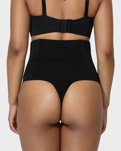 High-Waisted Criss-Cross Mesh Shaping Thong Panty