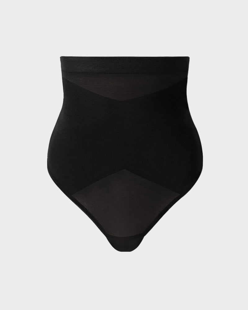 High-Waisted Criss-Cross Mesh Shaping Thong Panty