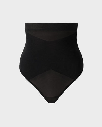 High-Waisted Criss-Cross Mesh Shaping Thong Panty