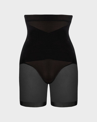 Short Gainant Mi-Cuisse Taille Haute à Maille Croisée