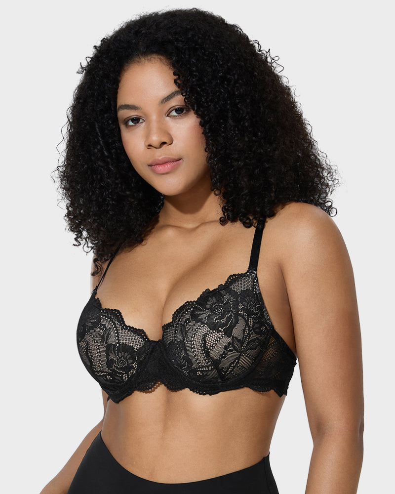 Full-Coverage Lace Push-Up Bra