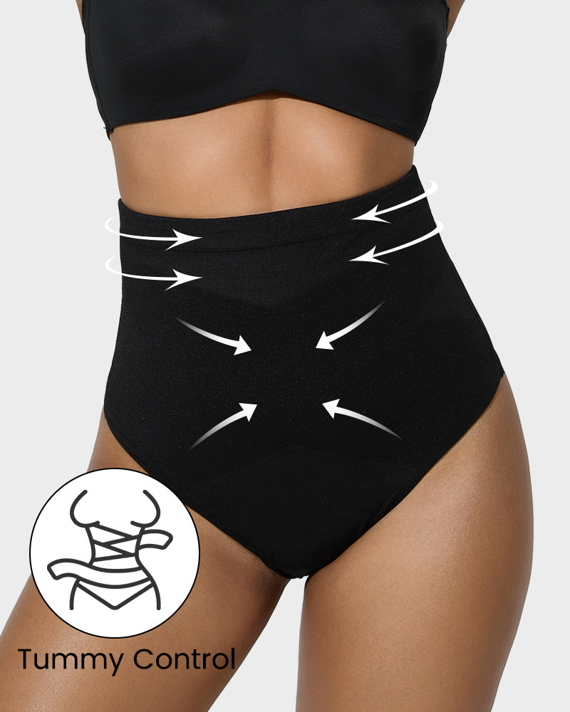 High-Waisted Criss-Cross Mesh Shaping Thong Panty