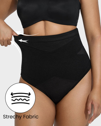 High-Waisted Criss-Cross Mesh Shaping Thong Panty