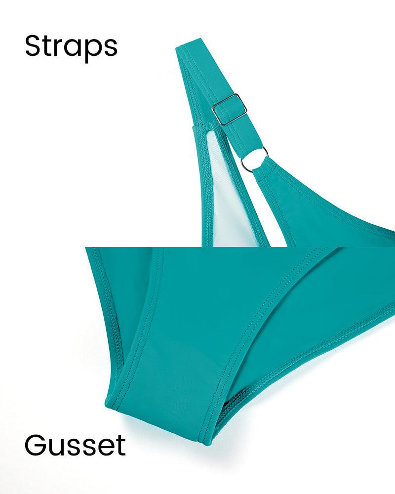 Geraffter V-Ausschnitt-Badeanzug mit Kreuzdetail