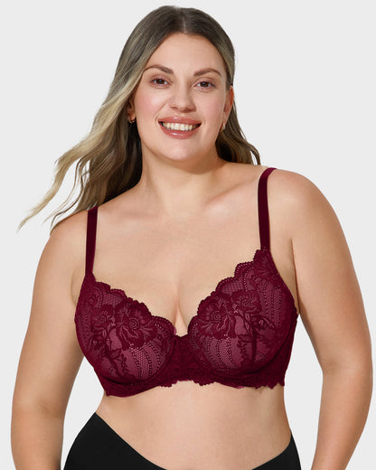 Full-Coverage Lace Push-Up Bra