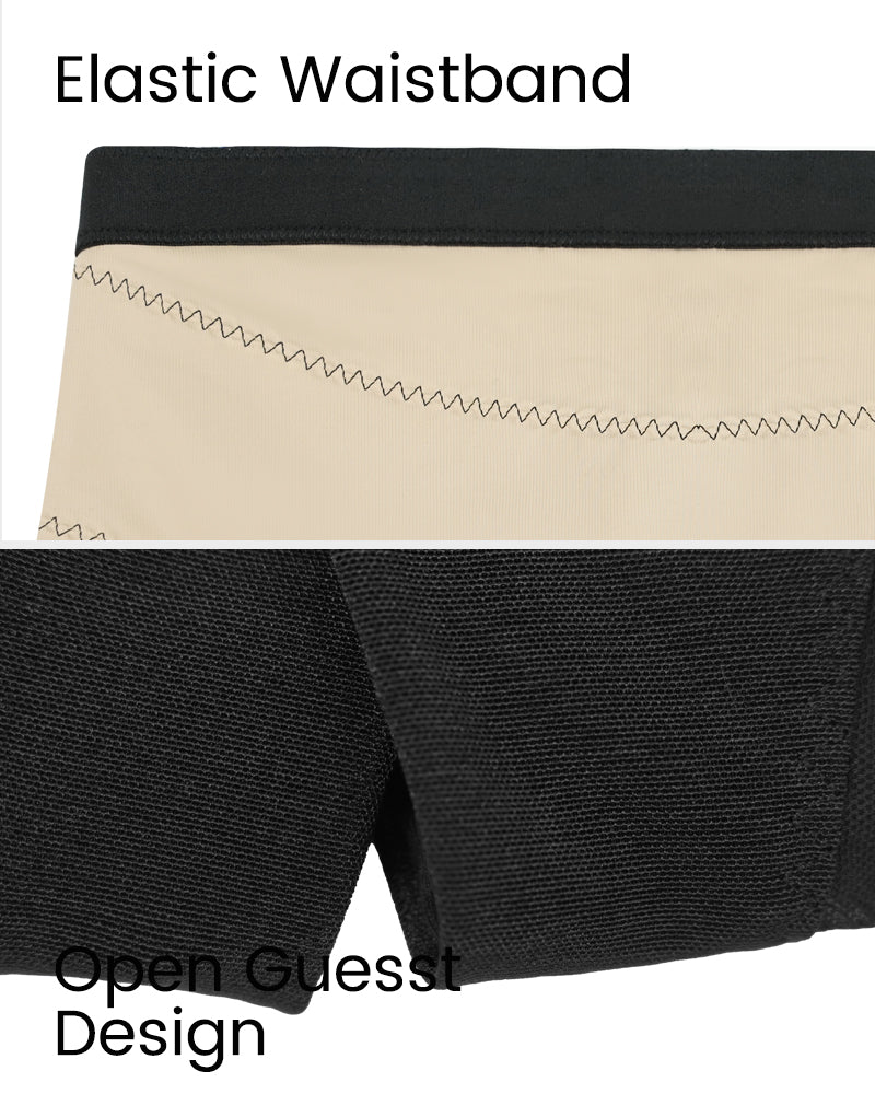 Short Gainant Mi-Cuisse Taille Haute à Maille Croisée