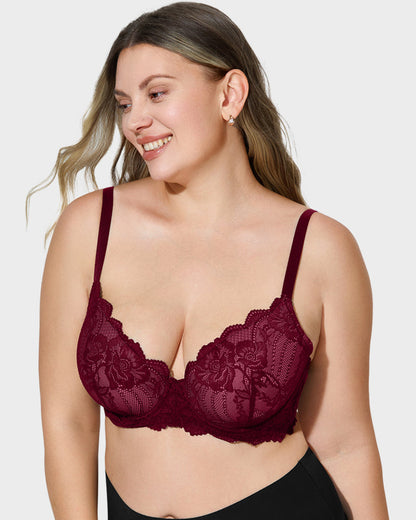 Full-Coverage Lace Push-Up Bra