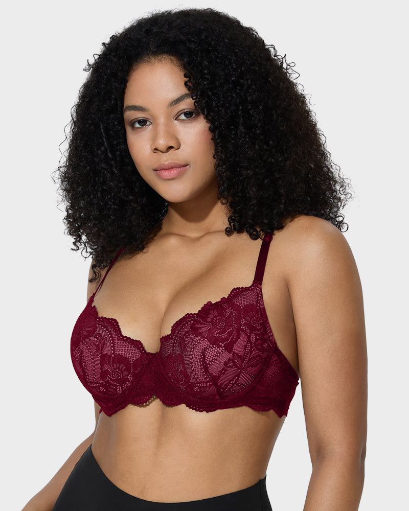 Full-Coverage Lace Push-Up Bra